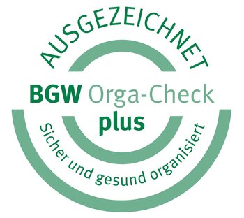 Logo mit der Auszeichnung "Sicher und gesund organisiert"